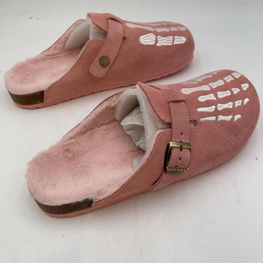 Casjwear SKELLY FUR CLOGS PINK Buckle Slip On Comfort Size 10 Limited Edition - Picture 6 of 9